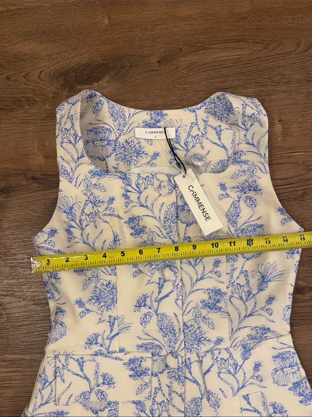 Commense Cream and Blue Floral Two-Piece Skirt Set NWT Size Small - Picture 4 of 9